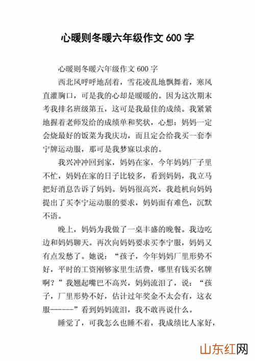这一天我的心暖暖的作文六百字