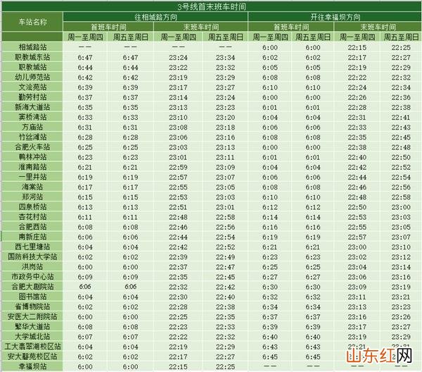 2023合肥地铁运营时间