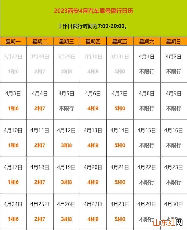西安限行时间新规2023年最新